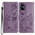 For OPPO Reno7 Z 5G Butterfly Love Flower Embossed Leather Phone Case(Purple) - 1