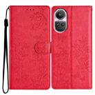 For OPPO Reno10 / Reno10 Pro Butterfly Love Flower Embossed Leather Phone Case(Red) - 1