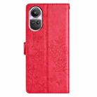 For OPPO Reno10 / Reno10 Pro Butterfly Love Flower Embossed Leather Phone Case(Red) - 3