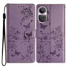 For OPPO Reno10 / Reno10 Pro Butterfly Love Flower Embossed Leather Phone Case(Purple) - 1