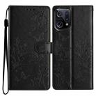 For OPPO Find X5 Butterfly Love Flower Embossed Leather Phone Case(Black) - 1
