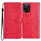 For OPPO Find X5 Butterfly Love Flower Embossed Leather Phone Case(Red) - 1