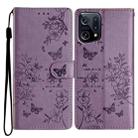 For OPPO Find X5 Butterfly Love Flower Embossed Leather Phone Case(Purple) - 1