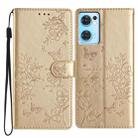 For OPPO Find X5 Lite Butterfly Love Flower Embossed Leather Phone Case(Gold) - 1