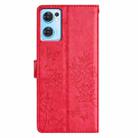 For OPPO Find X5 Lite Butterfly Love Flower Embossed Leather Phone Case(Red) - 3