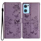For OPPO Find X5 Lite Butterfly Love Flower Embossed Leather Phone Case(Purple) - 1