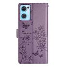 For OPPO Find X5 Lite Butterfly Love Flower Embossed Leather Phone Case(Purple) - 3