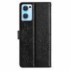 For OPPO Reno7 5G Butterfly Love Flower Embossed Leather Phone Case(Black) - 3