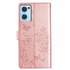For OPPO Reno7 5G Butterfly Love Flower Embossed Leather Phone Case(Rose Gold) - 3