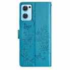 For OPPO Reno7 5G Butterfly Love Flower Embossed Leather Phone Case(Blue) - 3