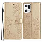 For OPPO Find X5 Pro Butterfly Love Flower Embossed Leather Phone Case(Gold) - 1