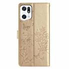 For OPPO Find X5 Pro Butterfly Love Flower Embossed Leather Phone Case(Gold) - 3