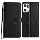 For OPPO Find X5 Pro Butterfly Love Flower Embossed Leather Phone Case(Black) - 1