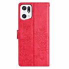 For OPPO Find X5 Pro Butterfly Love Flower Embossed Leather Phone Case(Red) - 3