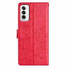 For OPPO Reno12 5G Global Butterfly Love Flower Embossed Leather Phone Case(Red) - 3