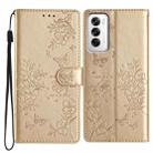 For OPPO Reno12 Pro 5G Global Butterfly Love Flower Embossed Leather Phone Case(Gold) - 1