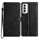 For OPPO Reno12 Pro 5G Global Butterfly Love Flower Embossed Leather Phone Case(Black) - 1