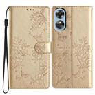 For OPPO A17 Butterfly Love Flower Embossed Leather Phone Case(Gold) - 1