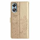 For OPPO A17 Butterfly Love Flower Embossed Leather Phone Case(Gold) - 3