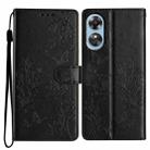 For OPPO A17 Butterfly Love Flower Embossed Leather Phone Case(Black) - 1