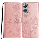 For OPPO A17 Butterfly Love Flower Embossed Leather Phone Case(Rose Gold) - 1