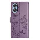 For OPPO A17 Butterfly Love Flower Embossed Leather Phone Case(Purple) - 3