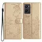 For OPPO A36 / A76 / A96 Butterfly Love Flower Embossed Leather Phone Case(Gold) - 1