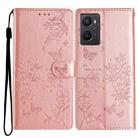 For OPPO A36 / A76 / A96 Butterfly Love Flower Embossed Leather Phone Case(Rose Gold) - 1