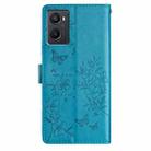 For OPPO A36 / A76 / A96 Butterfly Love Flower Embossed Leather Phone Case(Blue) - 3