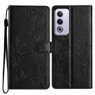 For OPPO A3 Pro 5G Butterflies and Flowers Leather Phone Case(Black) - 1