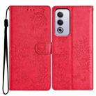 For OPPO A3 Pro 5G Butterflies and Flowers Leather Phone Case(Red) - 1
