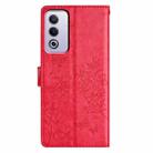 For OPPO A3 Pro 5G Butterflies and Flowers Leather Phone Case(Red) - 3