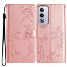 For OPPO A3 Pro 5G Butterflies and Flowers Leather Phone Case(Rose Gold) - 1