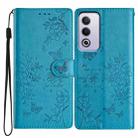 For OPPO A3 Pro 5G Butterflies and Flowers Leather Phone Case(Blue) - 1