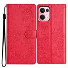 For OPPO Reno13 Pro Global Butterflies and Flowers Leather Phone Case(Red) - 1