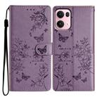 For OPPO Reno13 Pro Global Butterflies and Flowers Leather Phone Case(Purple) - 1