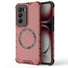 For OPPO Reno12 Pro Global Honeycomb Magnetic Ring Shockproof Phone Case(Red) - 1