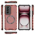 For OPPO Reno12 Pro Global Honeycomb Magnetic Ring Shockproof Phone Case(Red) - 3