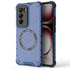 For OPPO Reno12 Pro Global Honeycomb Magnetic Ring Shockproof Phone Case(Blue) - 1