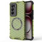 For OPPO Reno12 Pro Global Honeycomb Magnetic Ring Shockproof Phone Case(Green) - 1