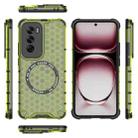 For OPPO Reno12 Pro Global Honeycomb Magnetic Ring Shockproof Phone Case(Green) - 3