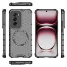 For OPPO Reno12 Global Honeycomb Magnetic Ring Shockproof Phone Case(Black) - 3