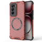 For OPPO Reno12 Global Honeycomb Magnetic Ring Shockproof Phone Case(Red) - 1