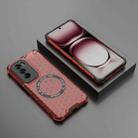 For OPPO Reno12 Global Honeycomb Magnetic Ring Shockproof Phone Case(Red) - 2