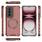 For OPPO Reno12 Global Honeycomb Magnetic Ring Shockproof Phone Case(Red) - 3