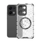 For OPPO Reno13 5G Global Honeycomb Magnetic Ring Shockproof Phone Case(White) - 1