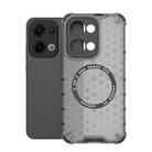 For OPPO Reno13 5G Global Honeycomb Magnetic Ring Shockproof Phone Case(Black) - 1