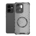 For OPPO Reno13 F 5G Global Honeycomb Magnetic Ring Shockproof Phone Case(Black) - 1