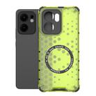 For OPPO Reno13 F 5G Global Honeycomb Magnetic Ring Shockproof Phone Case(Green) - 1