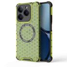 For Realme Narzo N63 Global Honeycomb Magnetic Ring Shockproof Phone Case(Green) - 1